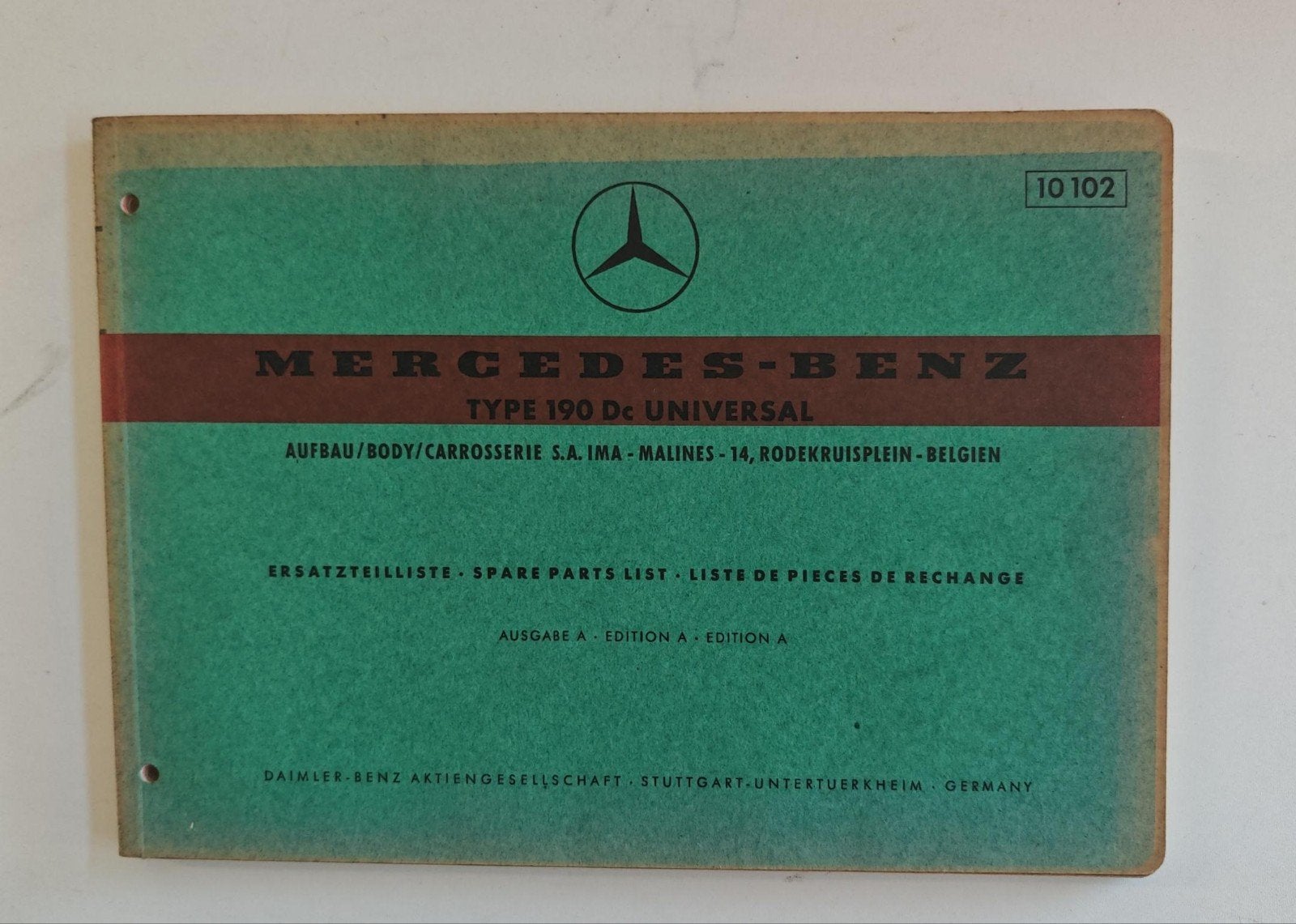 Mercedes-Benz 190 Dc Universal Onderdelenlijst, Auto diversen, Handleidingen en Instructieboekjes, Ophalen of Verzenden