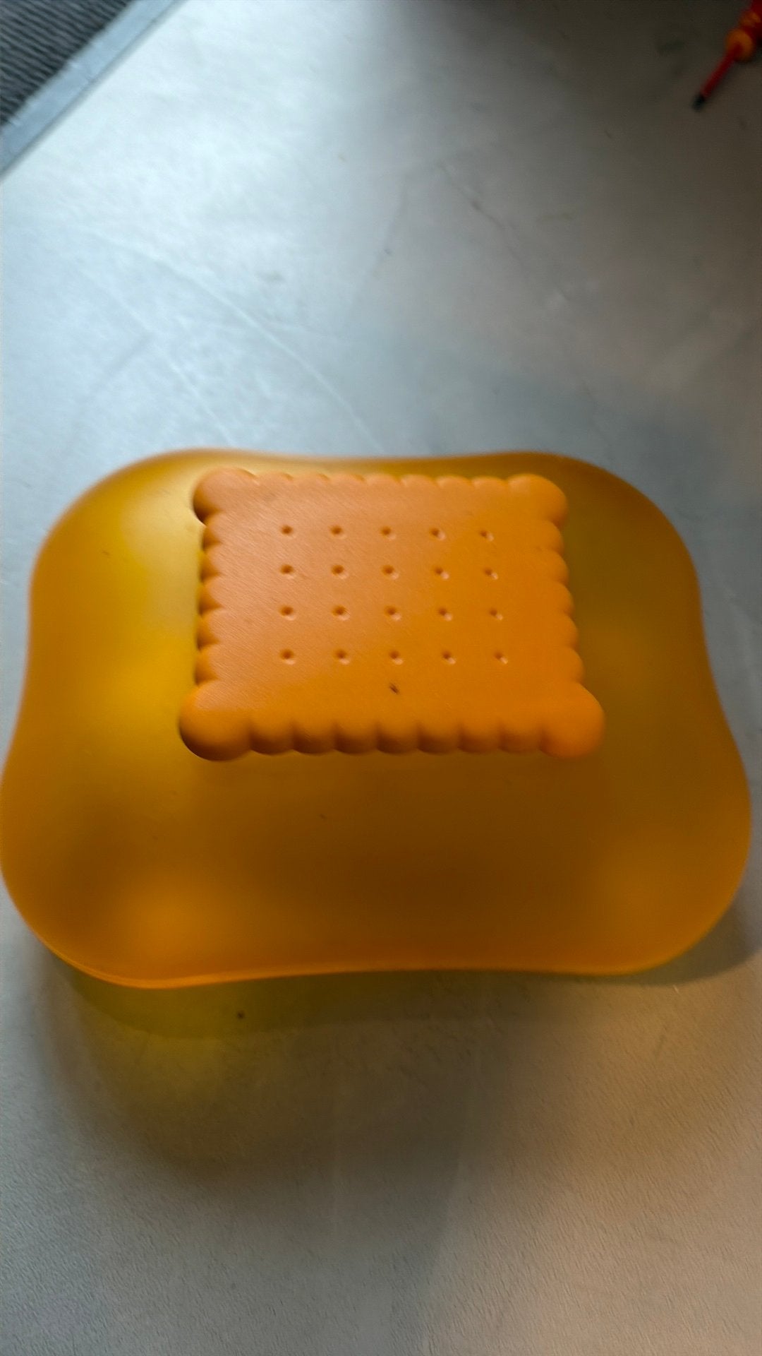 Vintage Alessi Mary Biscuit koekjestrommel jaren 90, Ophalen of Verzenden, Zo goed als nieuw, Oranje, Overige typen