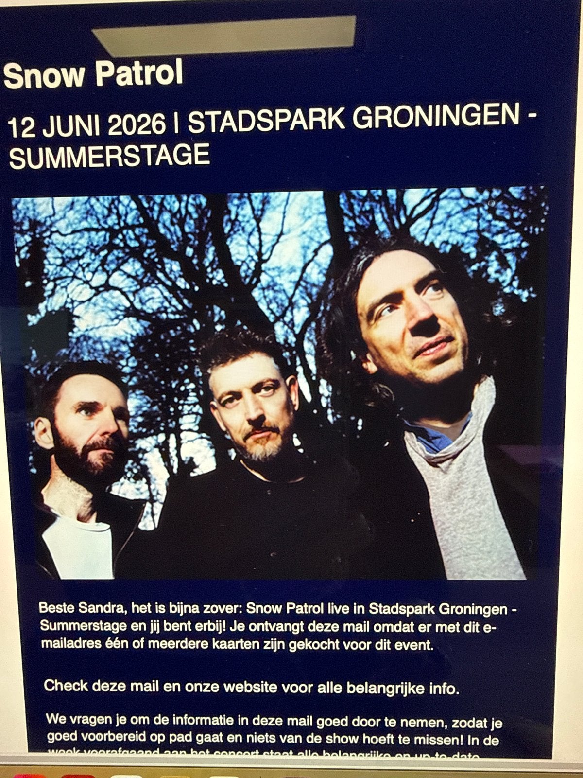 Kaartje Snow Patrol 12 juni groningen, Tickets en Kaartjes, Eén persoon, Juni
