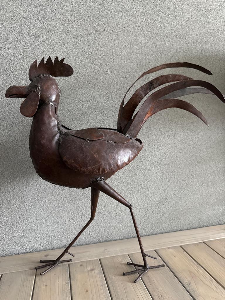 Grote metalen haan - Decoratief beeld, Overige typen, Overige onderwerpen, Handgemaakt, Bruin
