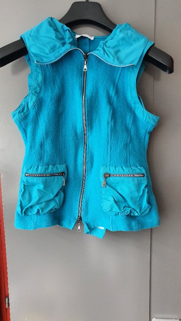 Frank Walder turquoise gilet bodywarmer maat 40, Ophalen of Verzenden, Zo goed als nieuw, Maat 38/40 (M), Blauw