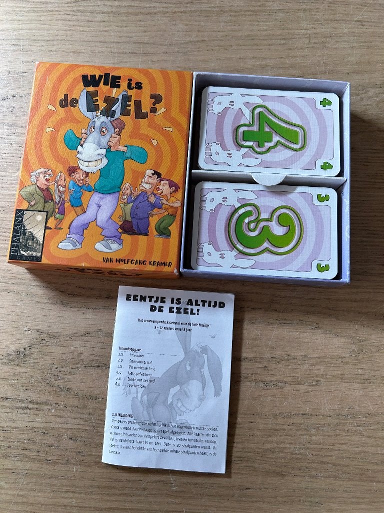 Wie is de Ezel? Kaartspel, Hobby en Vrije tijd, Gezelschapsspellen | Kaartspellen, Ophalen of Verzenden, Zo goed als nieuw
