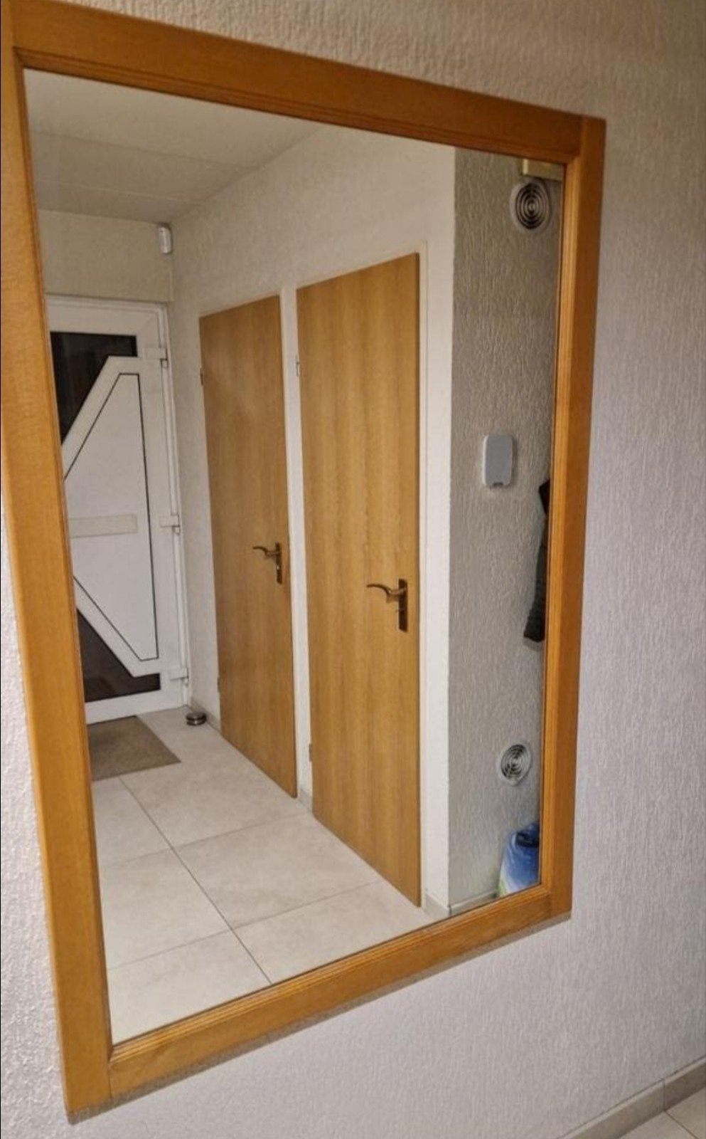 Grote spiegel met houten lijst, Huis en Inrichting, Ophalen, Gebruikt, Rechthoekig