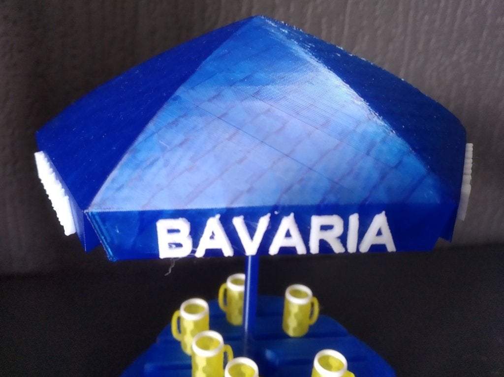 Bavaria picknick tafel + Parasol +bierpullen MINIATUUR GROOT, Ophalen of Verzenden, Nieuw, Groter dan 1:32