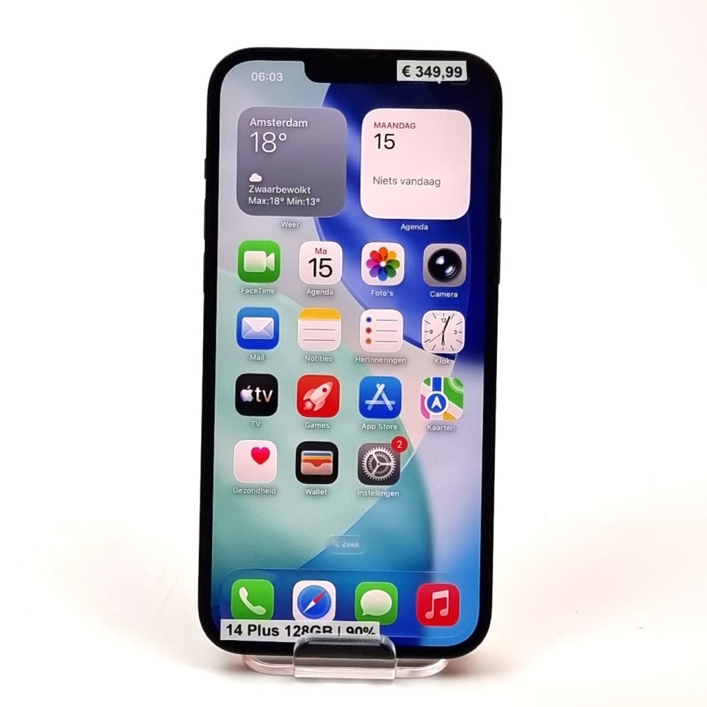 iPhone 14 Plus 128GB Zwart | Accu: 90%, Apple, Gebruikt, Support@apple.com, One Apple Park Way
Cupertino, CA 95014
United States