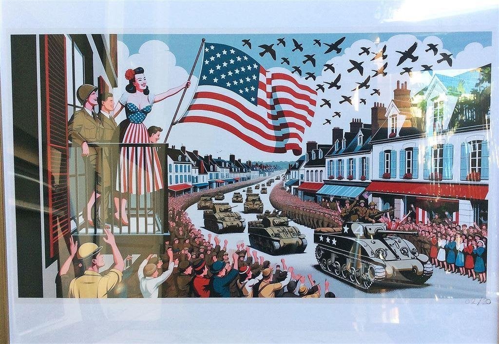Limited Edition Leger Frankrijk Sherman Tank Bevrijding Post, Verzenden, Nederland, Foto of Poster