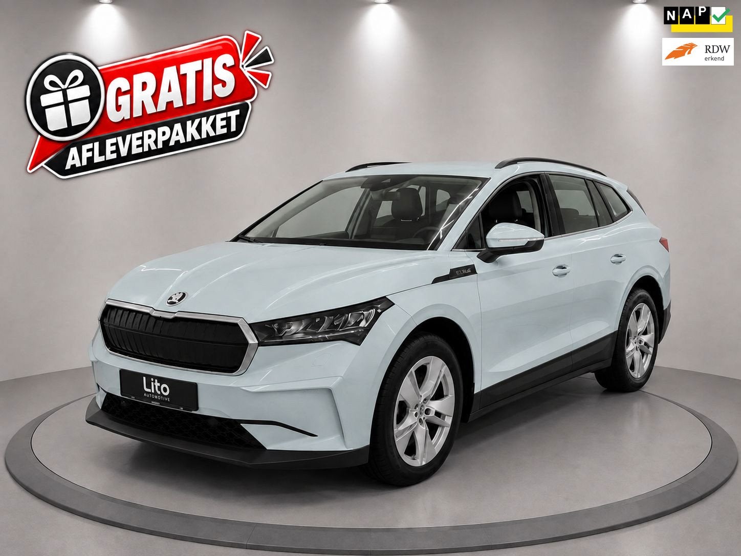 Skoda Enyaq iV 60|LEDER|NAVI|AIRCO|NL-AUTO|NAP|ELECTRIC|, Auto's, Automaat, Gebruikt, 1865 kg, 179 pk