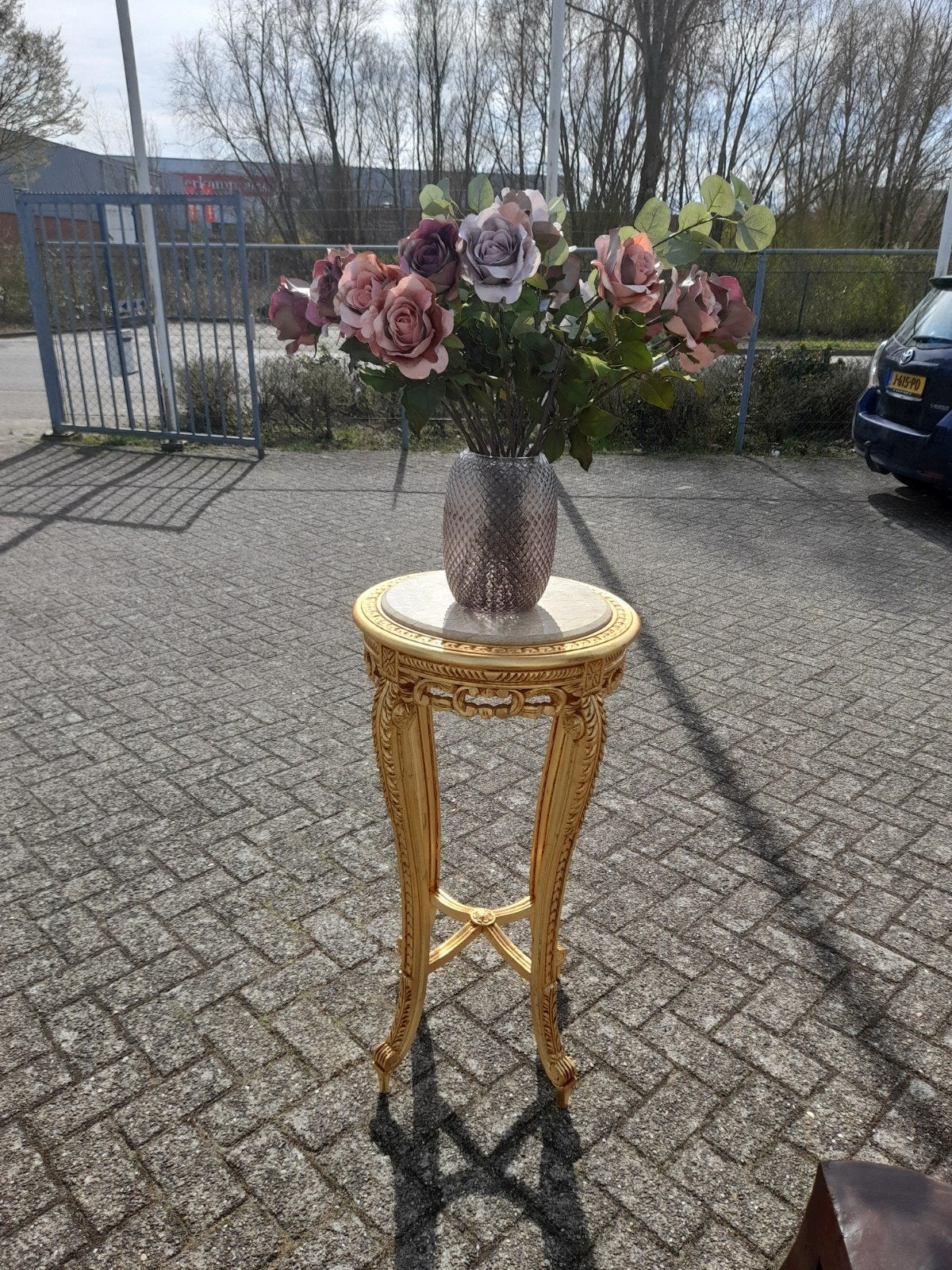 Mooie barok bijzet tafel met marmeren blad  goud, Ophalen, Zo goed als nieuw
