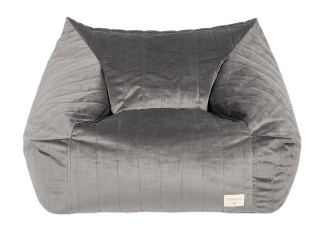 Zitzak Nobodinoz Chelsea Velvet Slate Grey (72 x 75 x 42 cm), Ophalen of Verzenden, Zo goed als nieuw, Grijs