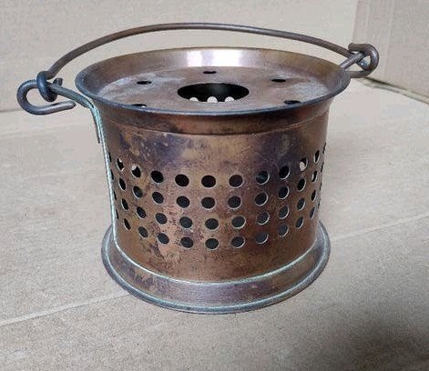 Antiek Koperen Theelicht / Rechaud met Geperforeerd Patroon, Antiek en Kunst, Ophalen of Verzenden, Koper