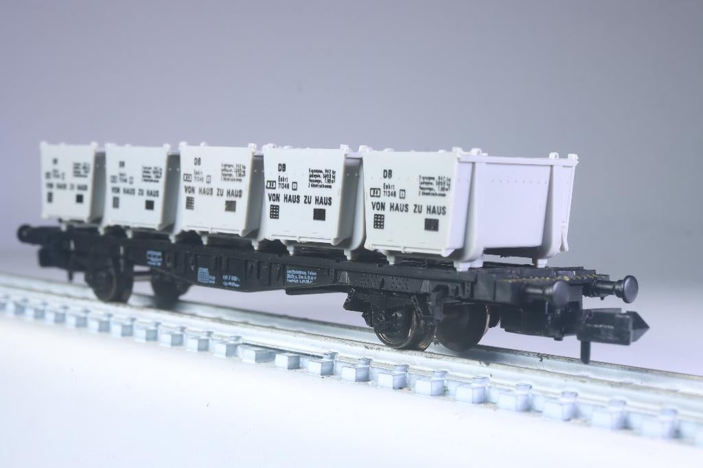 Draagwagon type Lbs met 5 vHzH-containers, DB, Gebruikt, Gelijkstroom, Fleischmann, Wagon