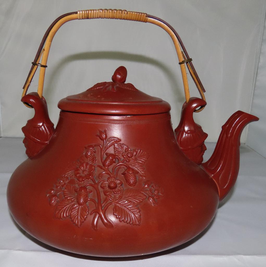 Antiek aardewerk chocoladeketel/theepot in Yixing stijl 1900, Ophalen of Verzenden