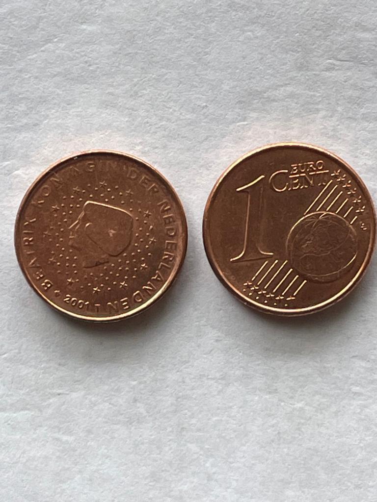 Nederland Euro munten van 1 cent van 1999 , 2000 en 2001., Ophalen of Verzenden, Overige landen, 1 cent, Losse munt