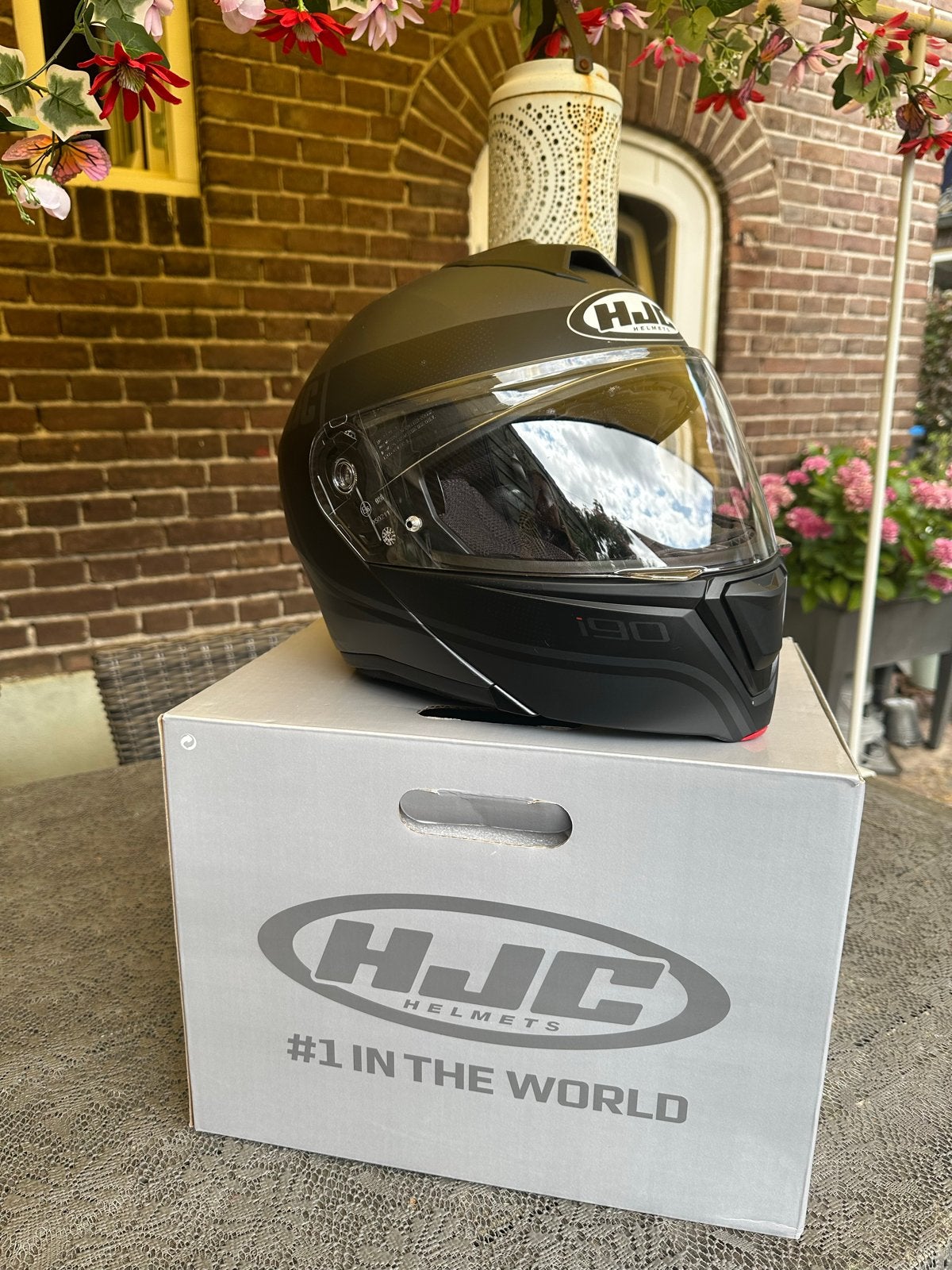 HJC i90 Systeemhelm - Mat Zwart - Maat M, Motoren, Ophalen, M, Systeemhelm, Heren
