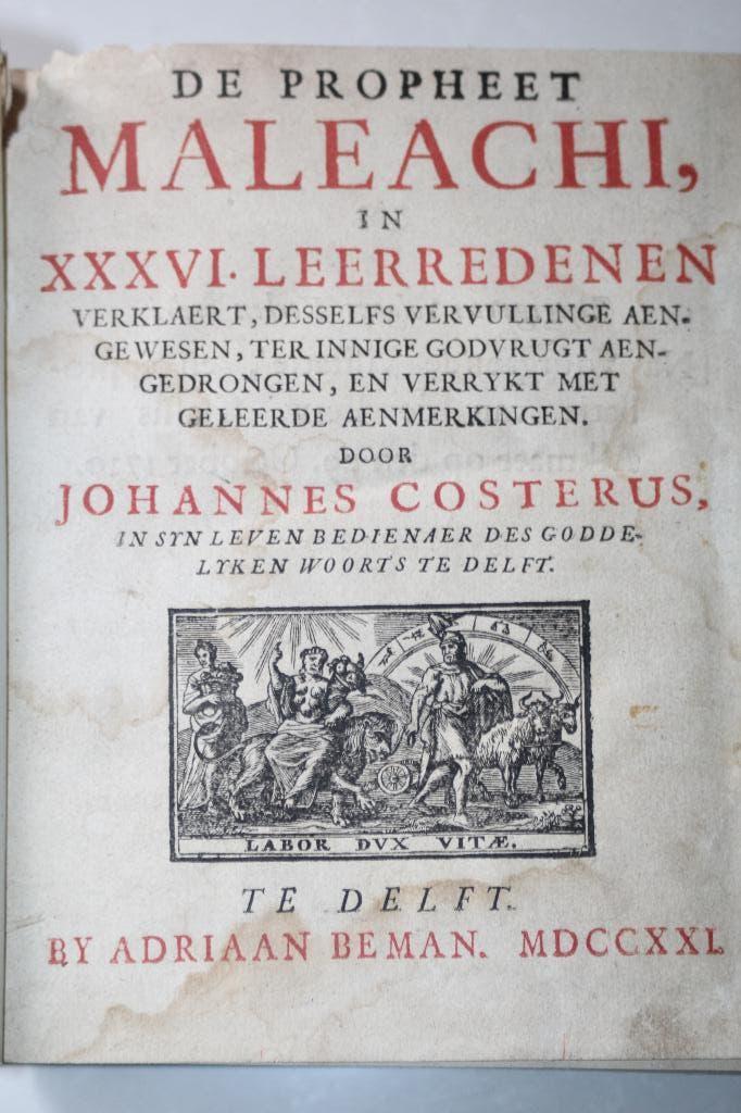 Johannes Costerus - De Propheet Maleachi (1721), Ophalen of Verzenden