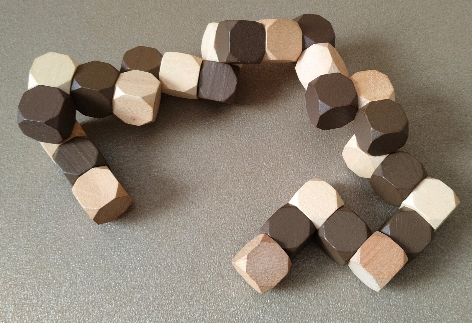 Houten Slangenkubus Puzzel - Hersenkraker - Fidget slang, Verzenden, Zo goed als nieuw, Overige typen