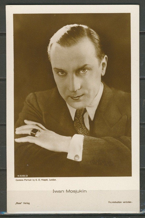 Iwan Mosjukin Filmster Vintage Foto-Ansichtkaart M-32 jdu, Verzamelen, Ophalen of Verzenden, 1920 tot 1940, Ongelopen, Sterren en Beroemdheden