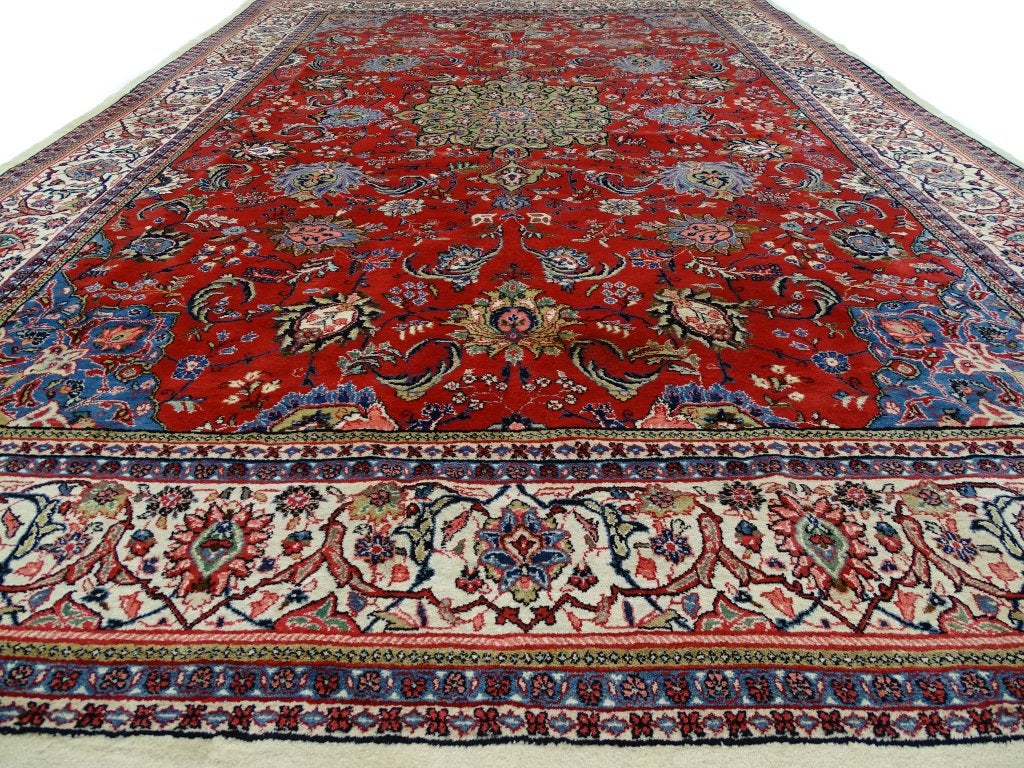 Perzisch tapijt - Sarouk - 400 x 265 cm - Handgeknoopt, Crème, Antiek - Klassiek - Modern - Eclectisch, -, -