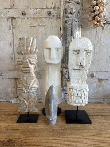 Unieke beeldjes van hout en natuursteen - wabi sabi, Ophalen of Verzenden