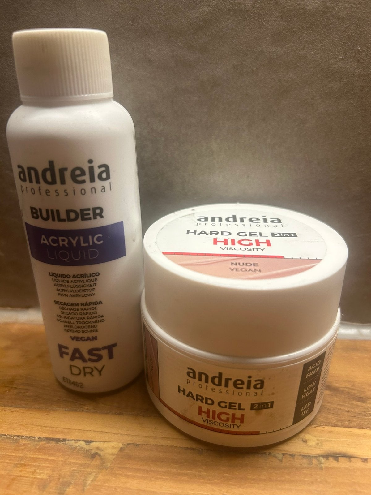 Andreia acrylic liquid builder en hard gel nude set, Ophalen of Verzenden, Zo goed als nieuw, Gehele gezicht