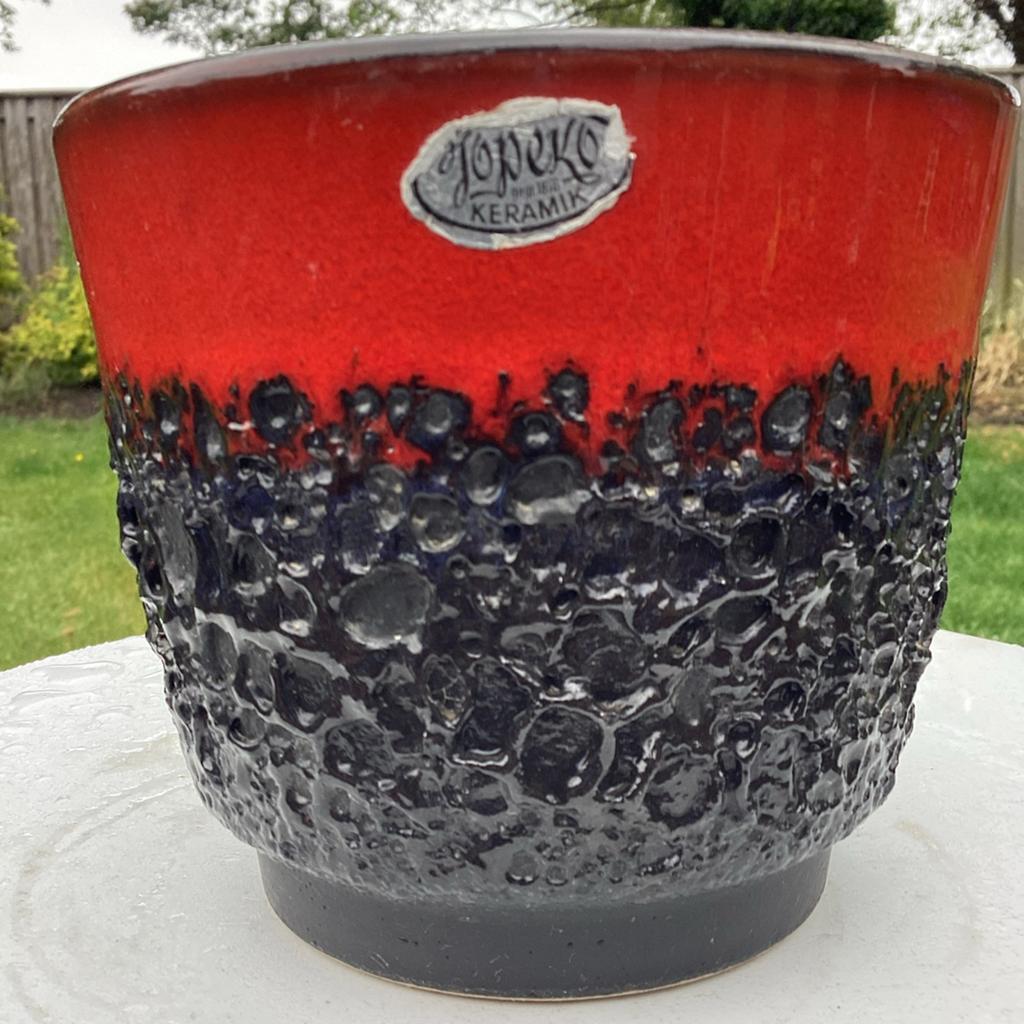 Retro Jopeko Fat Lava Bloempot - 12cm (West Germany), Gebruikt, Rond, Ophalen of Verzenden, Balkon