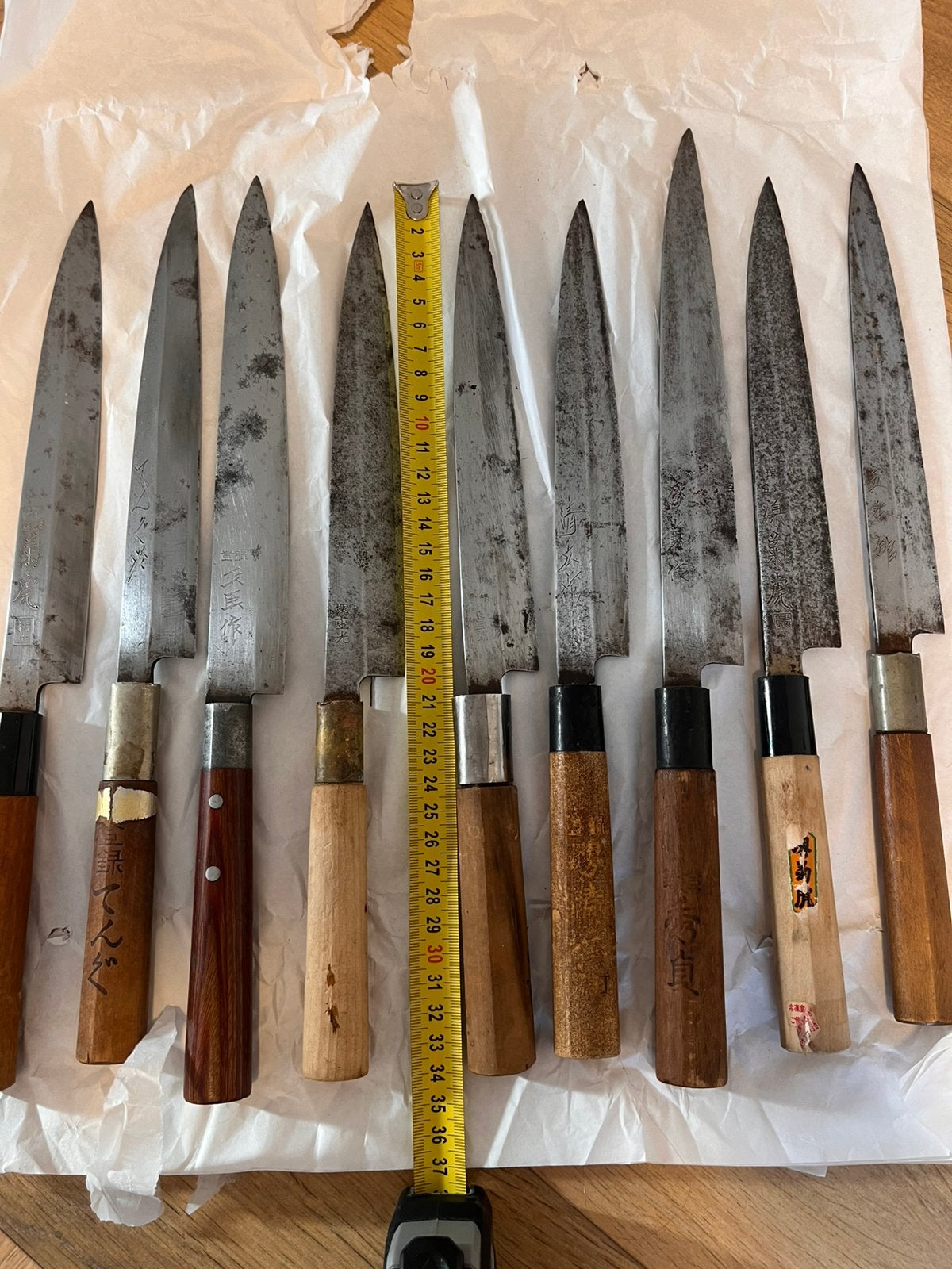 Vintage mes yanagiba stijl. Per stuk. (Opknapper), Ophalen of Verzenden, Zo goed als nieuw, Rvs of Chroom