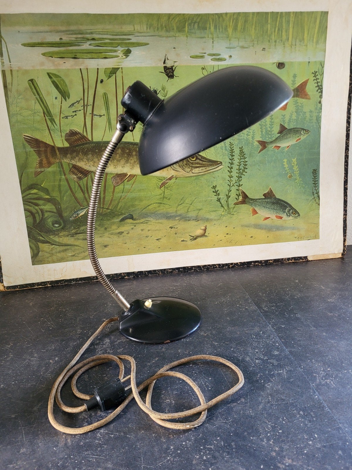 industriële bureau/tafel lamp, Ophalen, Bureaulamp, Gebruikt, Zwart