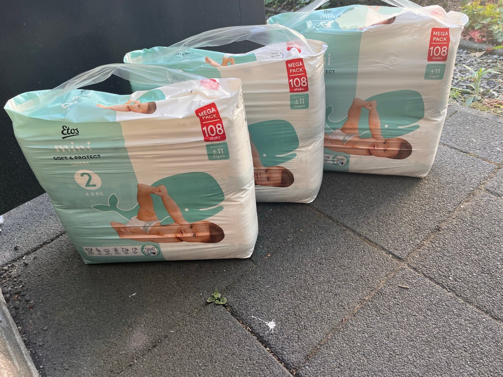 3 pakken Etos luiers maat 2 (Jumbo packs), Ophalen, Zo goed als nieuw
