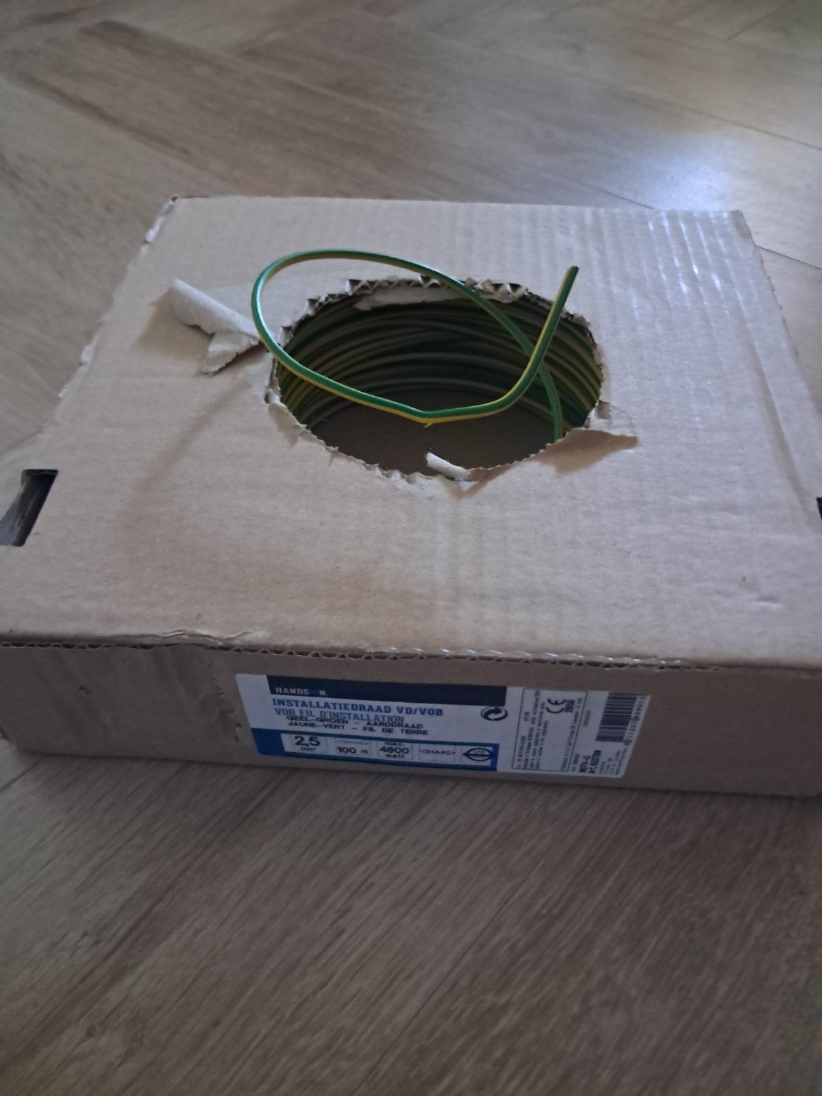 Installatiedraad blauw en 2 keer gr/gl VD/VOB 2.5mm2 - 100m, Ophalen of Verzenden, Nieuw, Overige merken, Kabel of Snoer