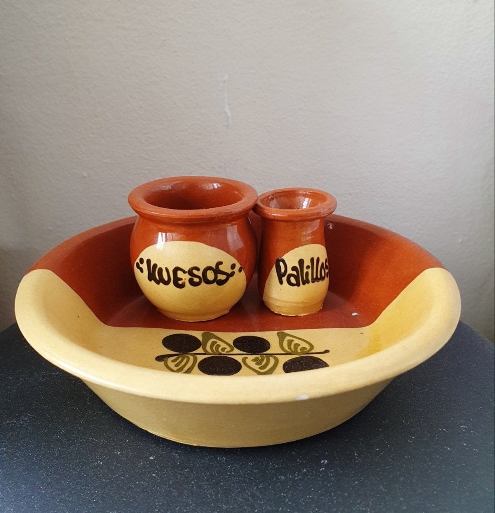 Vintage mediterraans aardewerk tapas set, Ophalen of Verzenden, Aardewerk, Overige stijlen, Schaal of Schalen