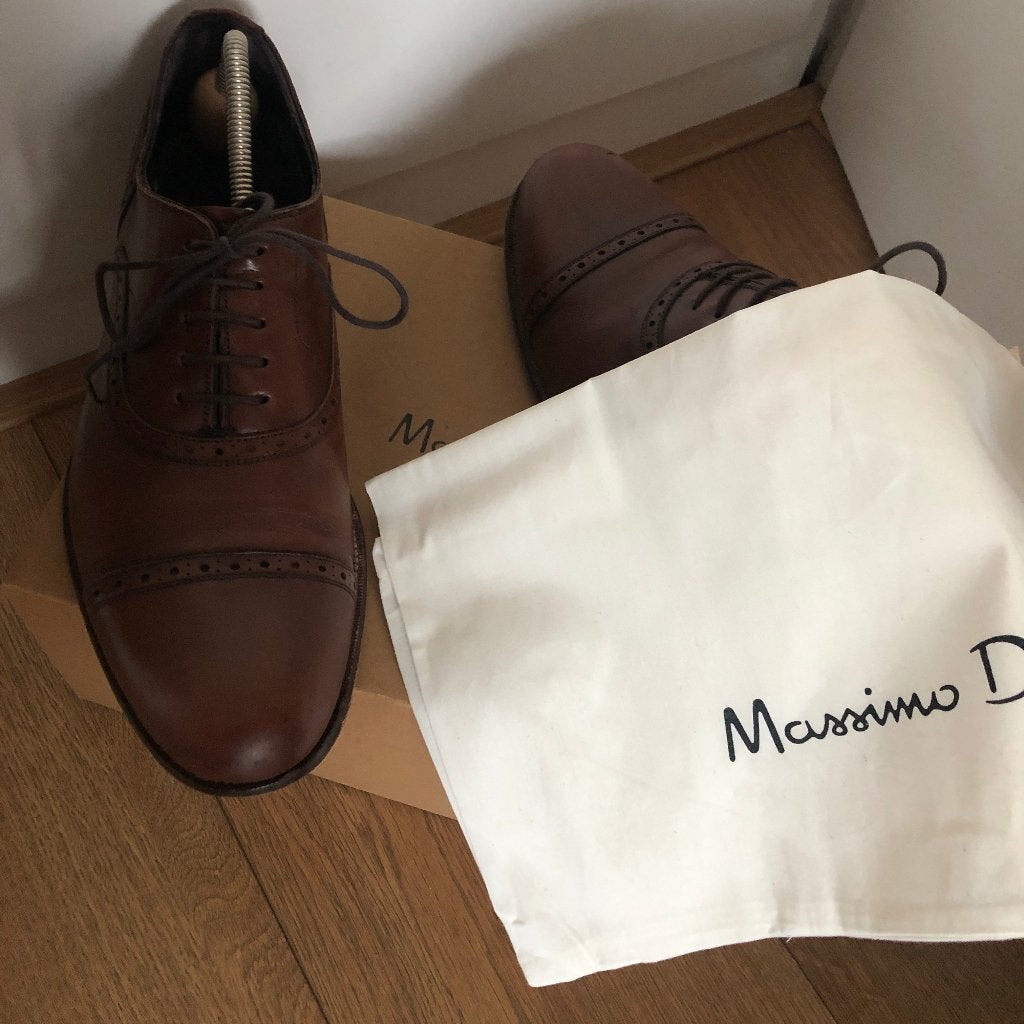 Mooie bruine leren heren schoenen Massimo Dutti, Ophalen, Bruin, Zo goed als nieuw, Veterschoenen