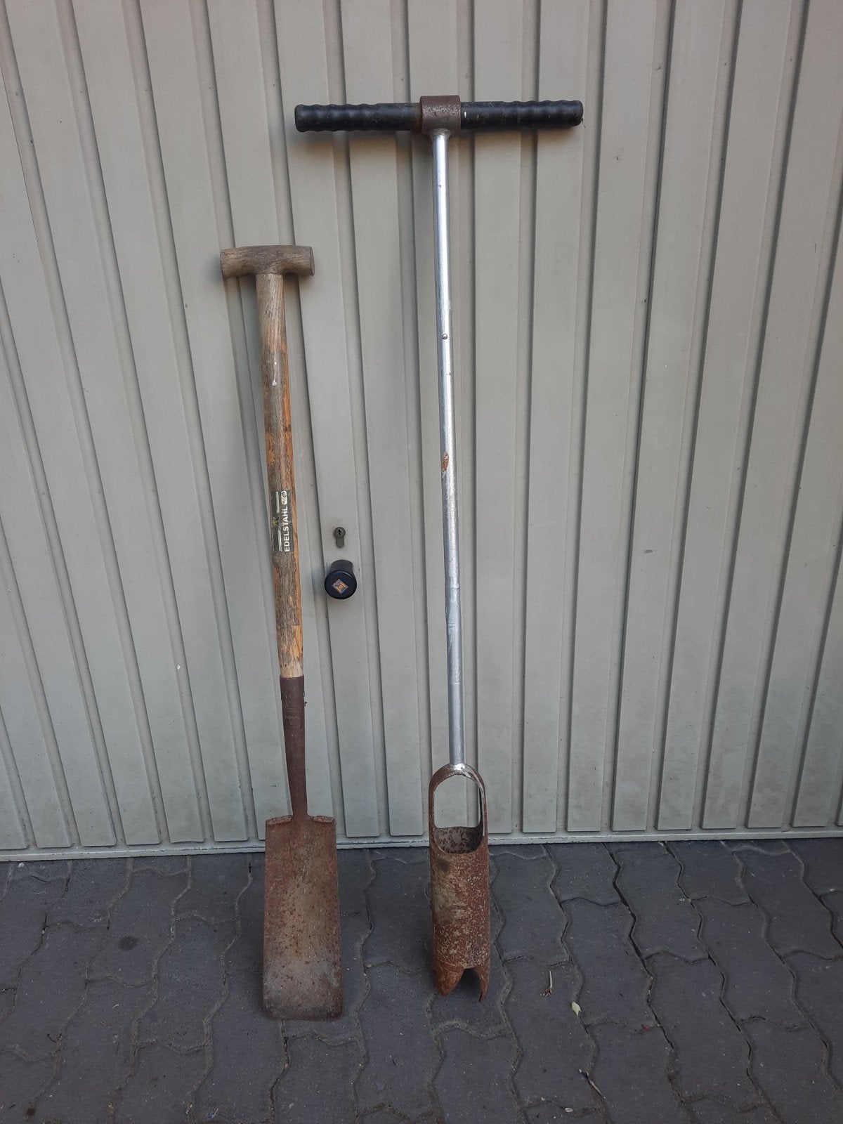 tekoop steekschop en grondboor, Tuin en Terras, Ophalen, Gebruikt, Grondboor