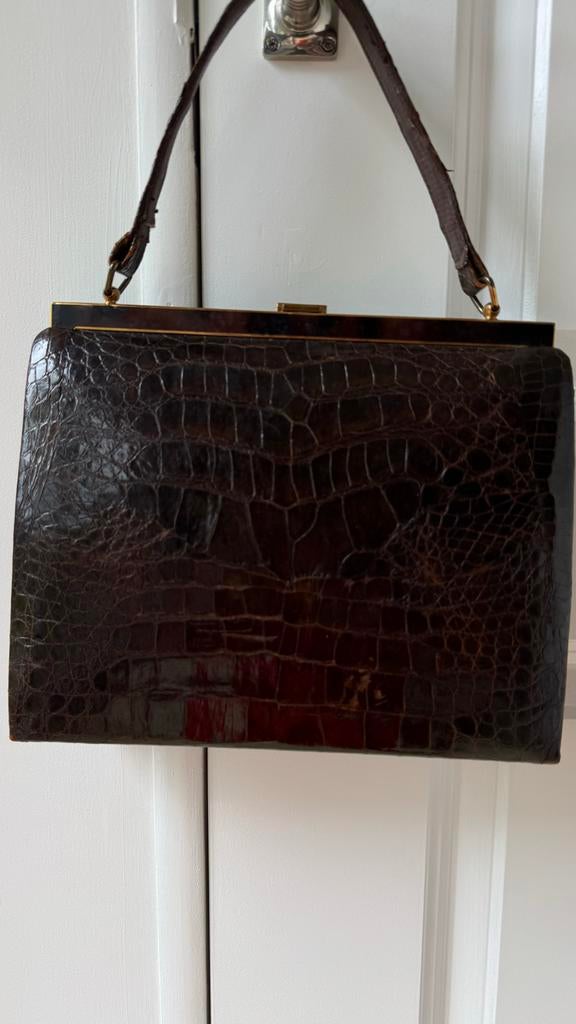 Vintage Slangenleer Handtas met Bijpassende Portemonnee, Sieraden, Tassen en Uiterlijk, Tassen | Damestassen, Ophalen of Verzenden