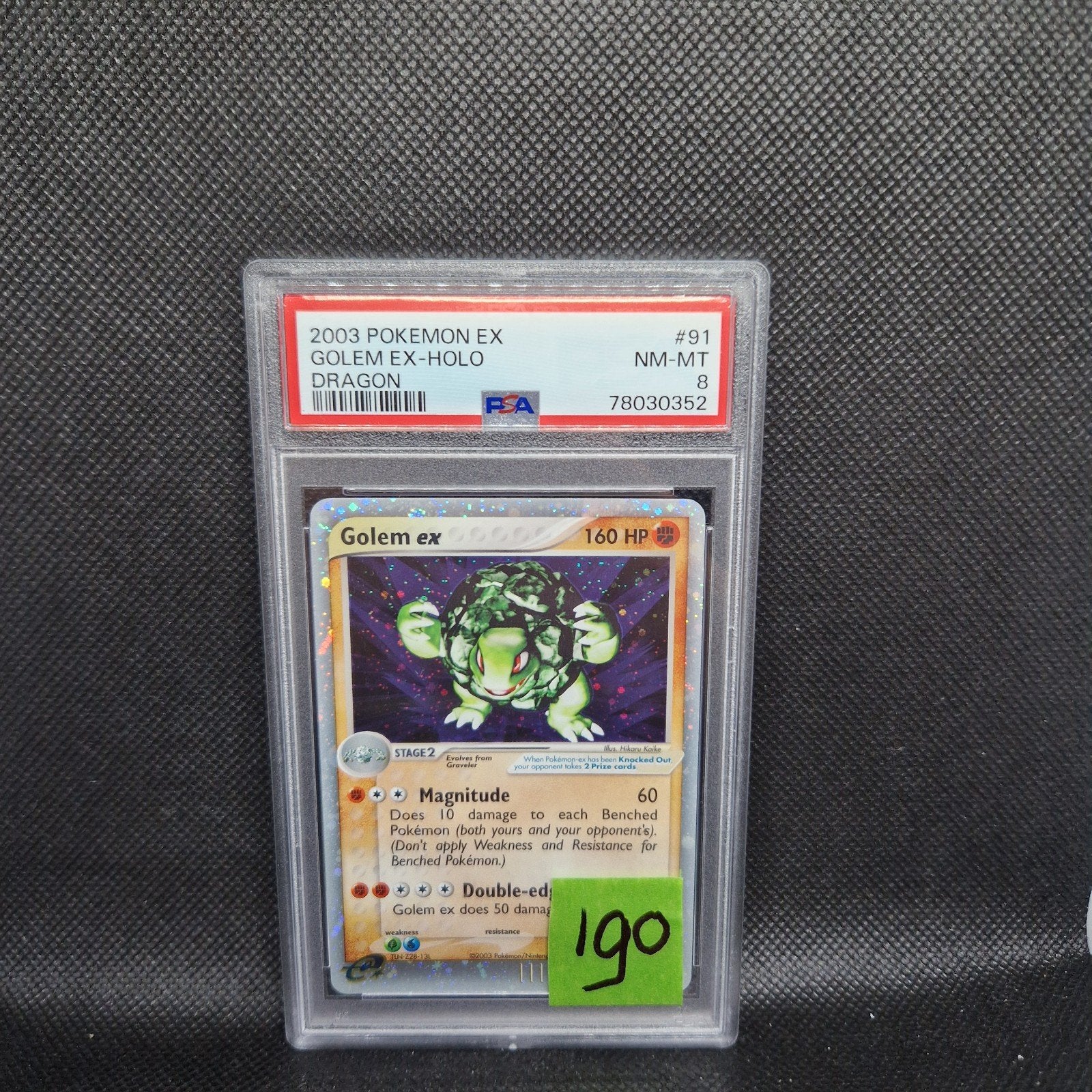 Golem Ex Holo Dragon PSA 8, Hobby en Vrije tijd, Verzamelkaartspellen | Pokémon, Ophalen of Verzenden, Zo goed als nieuw