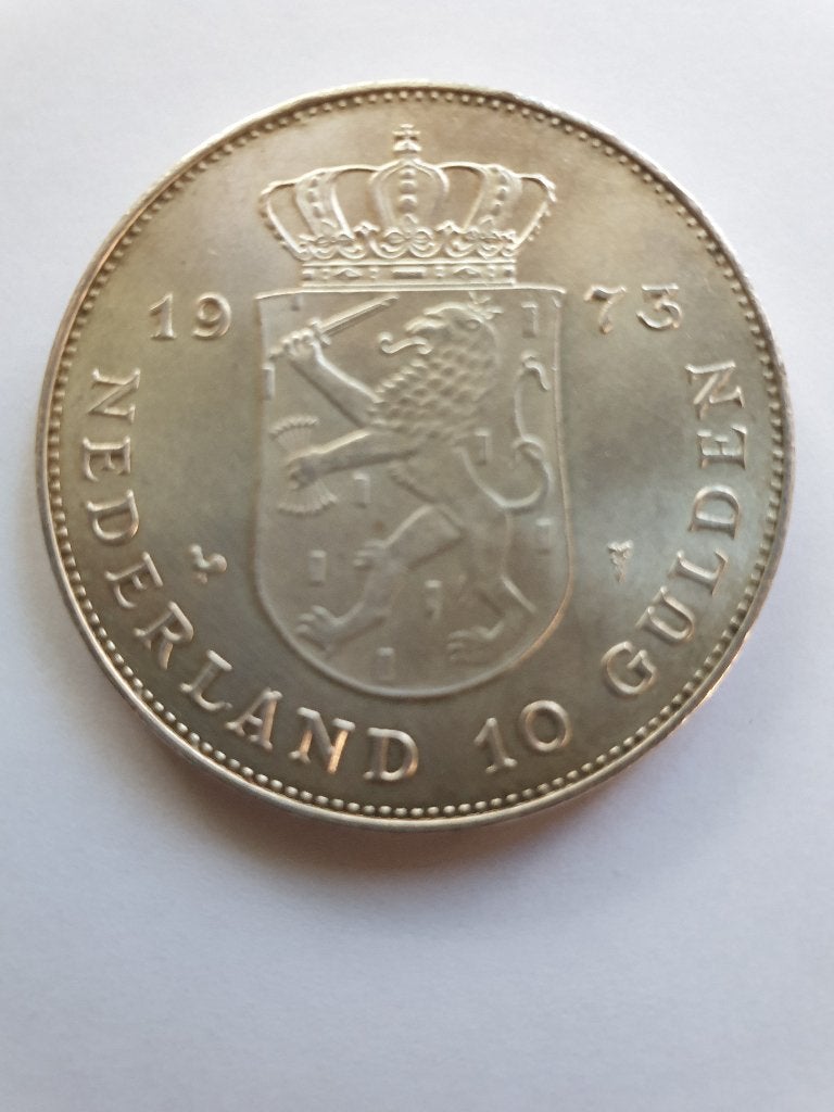 Nederland 10 gulden 1973 "25-jarig jubileum Juliana", Postzegels en Munten, Koningin Juliana, Verzenden, Zilver, Losse munt