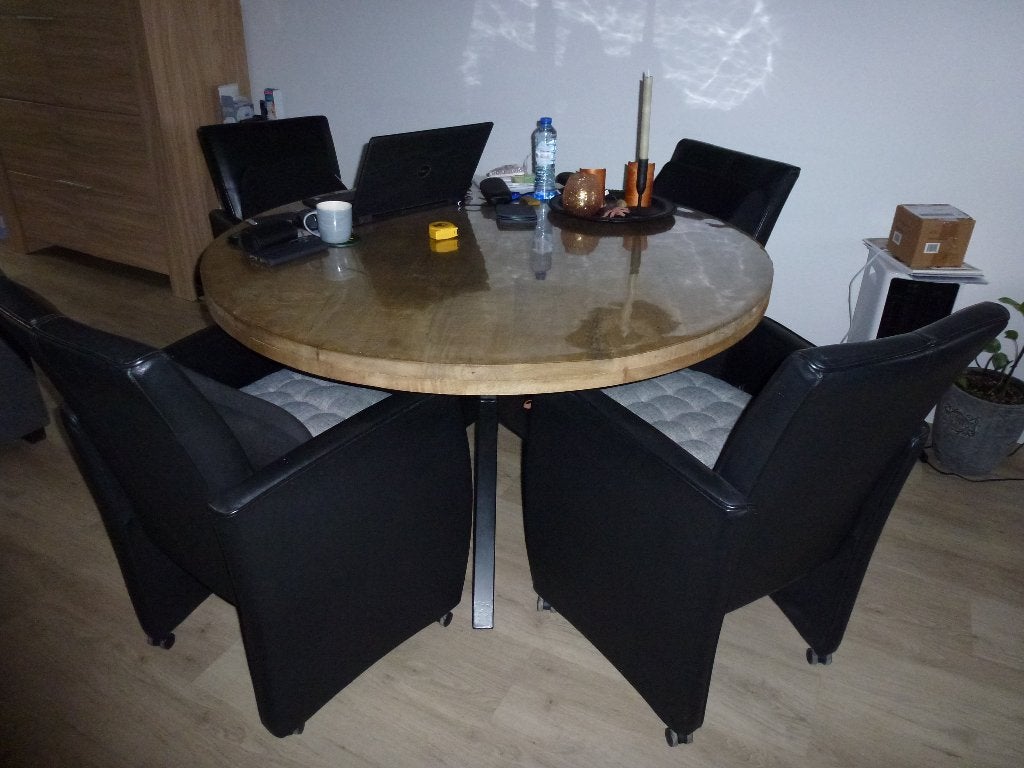 leren stoelen op wieltjes echt leer, Ophalen, Gebruikt, Zwart, Leer