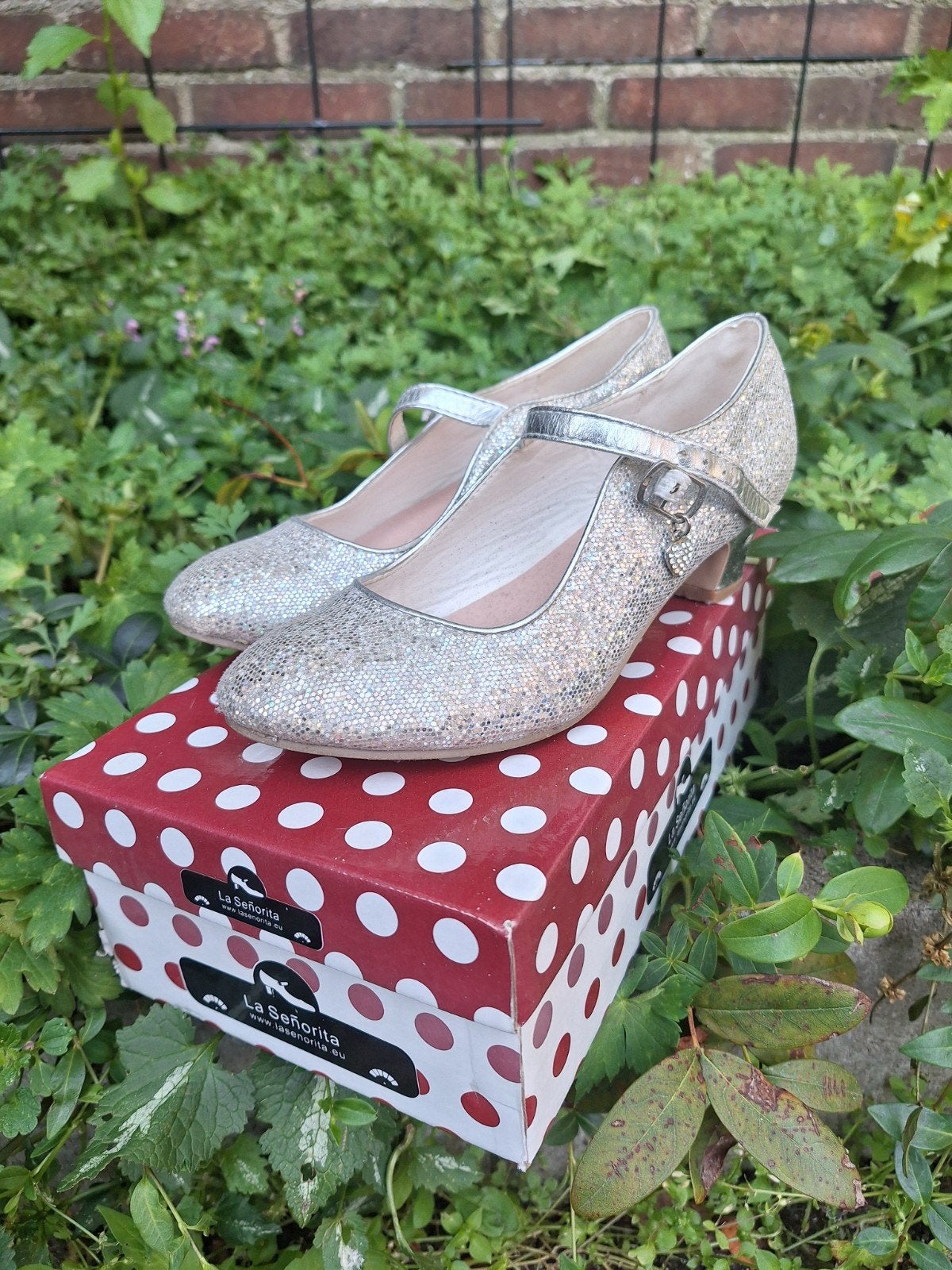 La Senorita Zilveren Glitter Schoenen Maat 33, Kinderen en Baby's, Meisje, Schoenen, Ophalen of Verzenden, Zo goed als nieuw