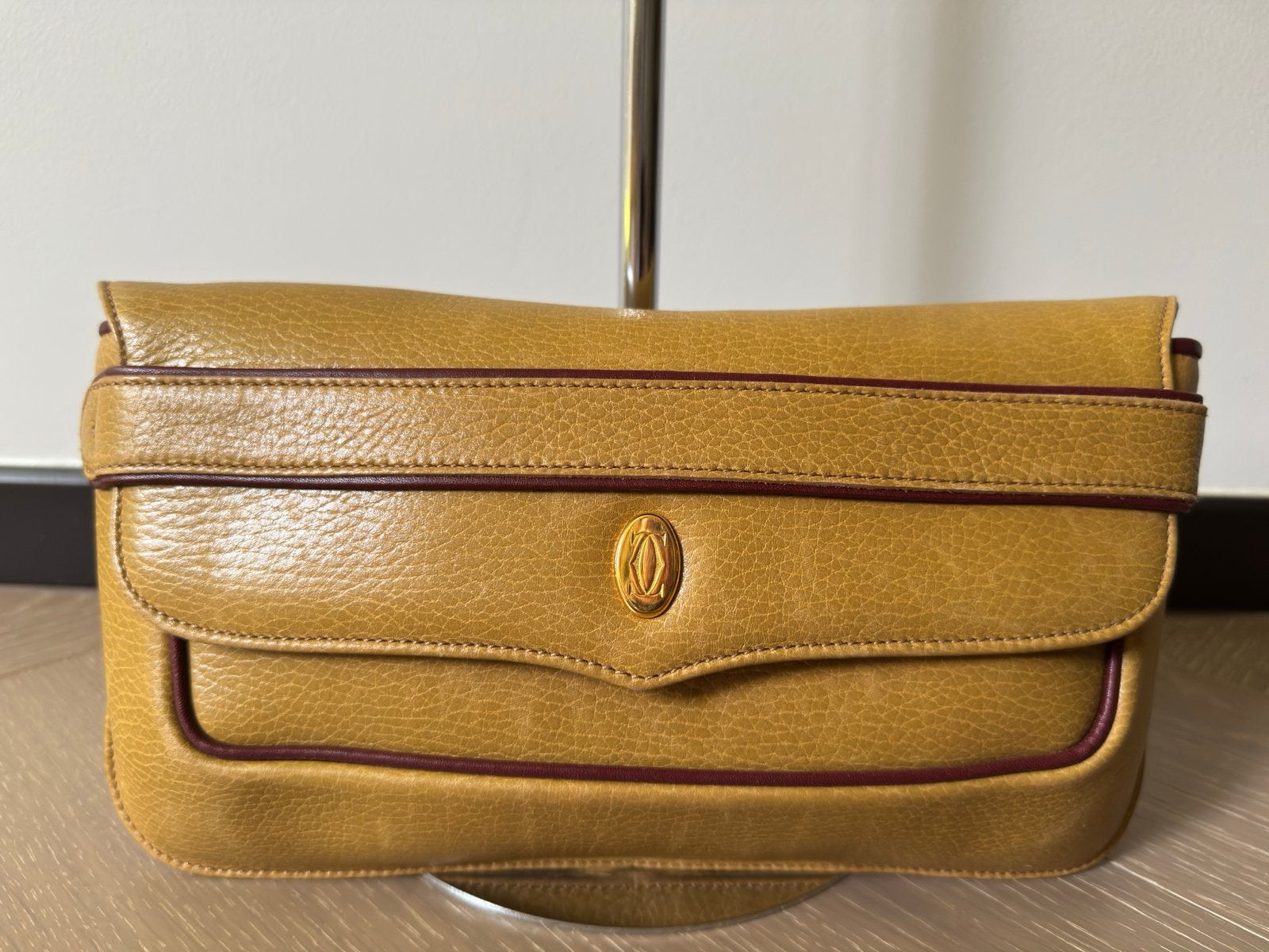 Vintage Cartier Must Clutch Geel Leer - Uitstekende Staat, Verzenden, Zo goed als nieuw, Geel, Avondtasje