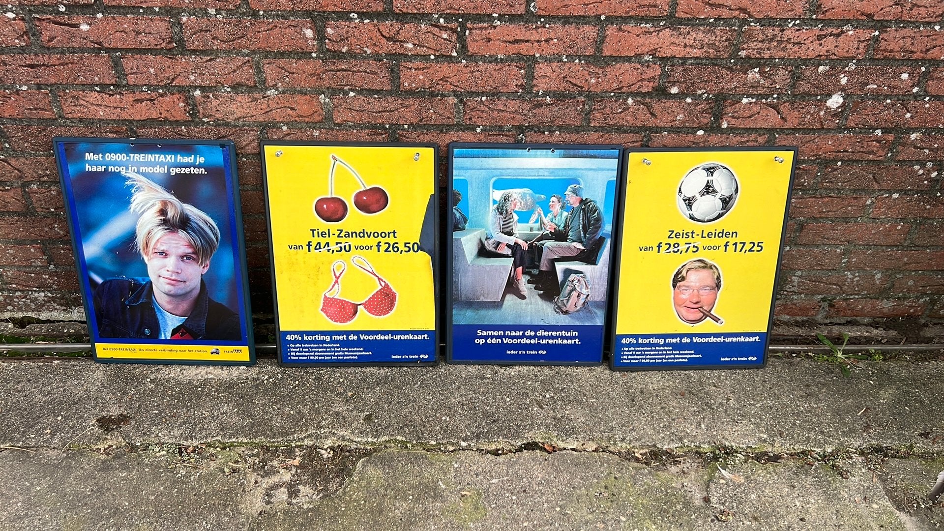 4 originele reclame bordjes van de NS, Ophalen of Verzenden, Trein, Overige typen