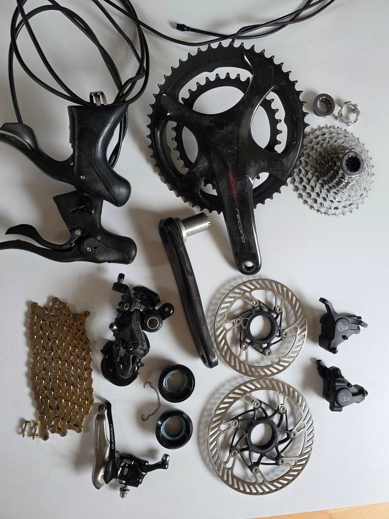 Complete Campagnolo 2x12 disc groepset, Fietsen en Brommers, Fietsonderdelen, Zo goed als nieuw, Wiel, Carbon, Racefiets, Ophalen of Verzenden