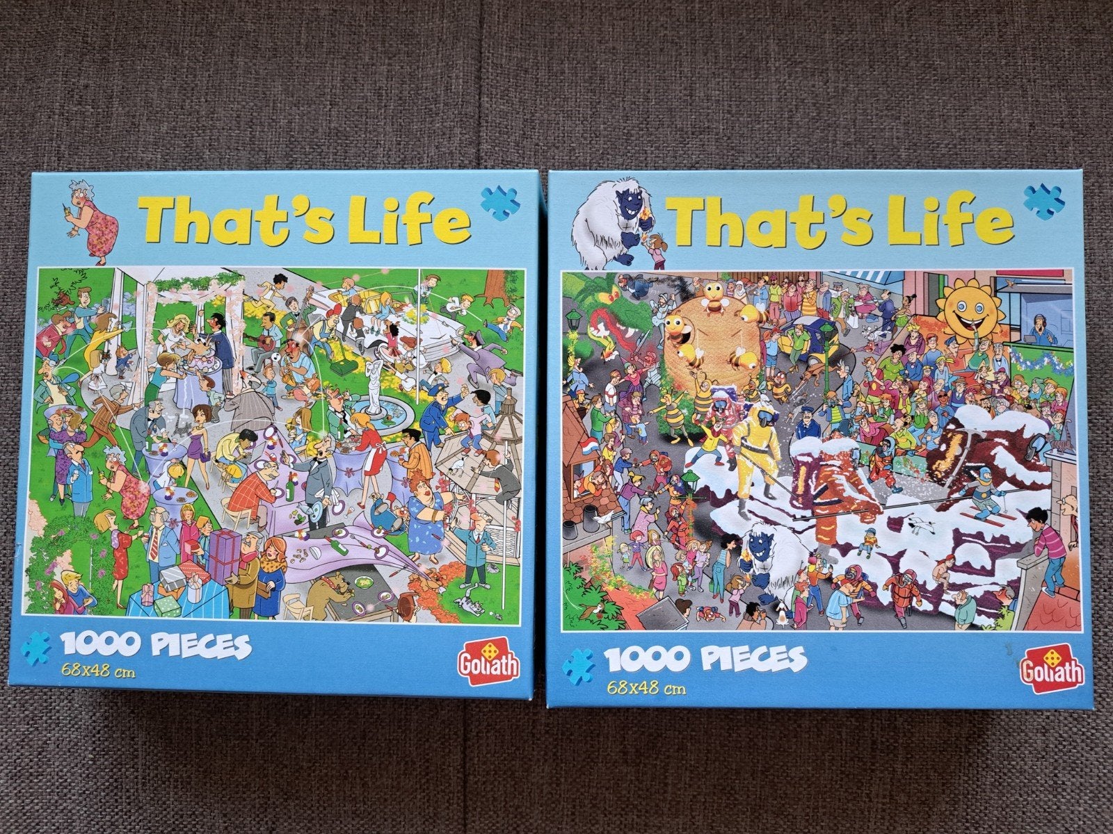2x Goliath That's Life Legpuzzel 1000 stukjes, Ophalen of Verzenden, 500 t/m 1500 stukjes, Zo goed als nieuw, Legpuzzel