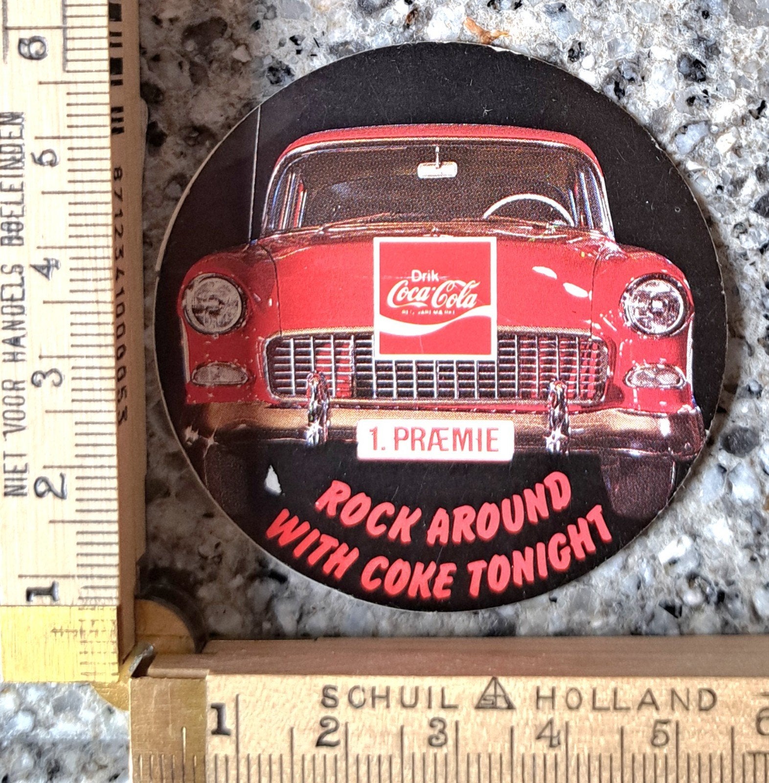 Vintage Coca-Cola sticker "Rock Around with Coke Tonight, Ophalen of Verzenden, Zo goed als nieuw, Auto of Motor