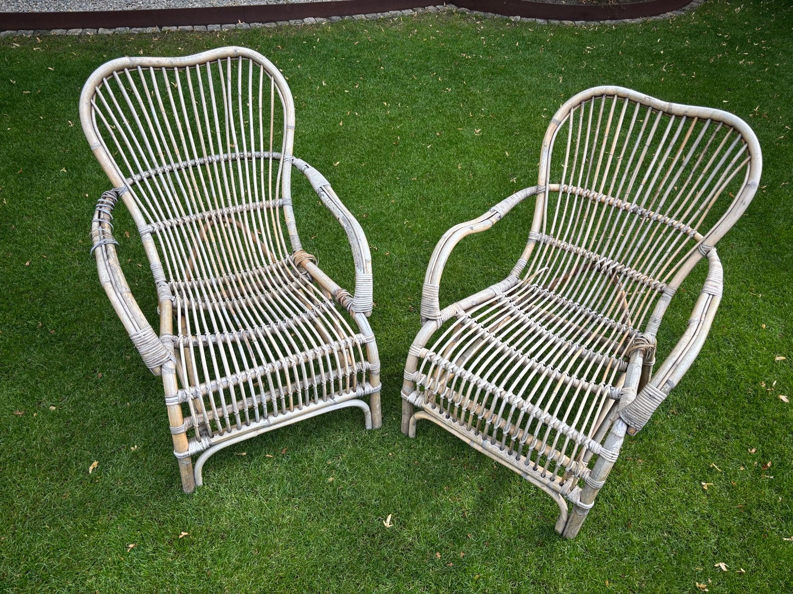 Set van 2 vintage rotan stoelen, Huis en Inrichting, Stoelen, Ophalen, Gebruikt, Twee, Overige kleuren