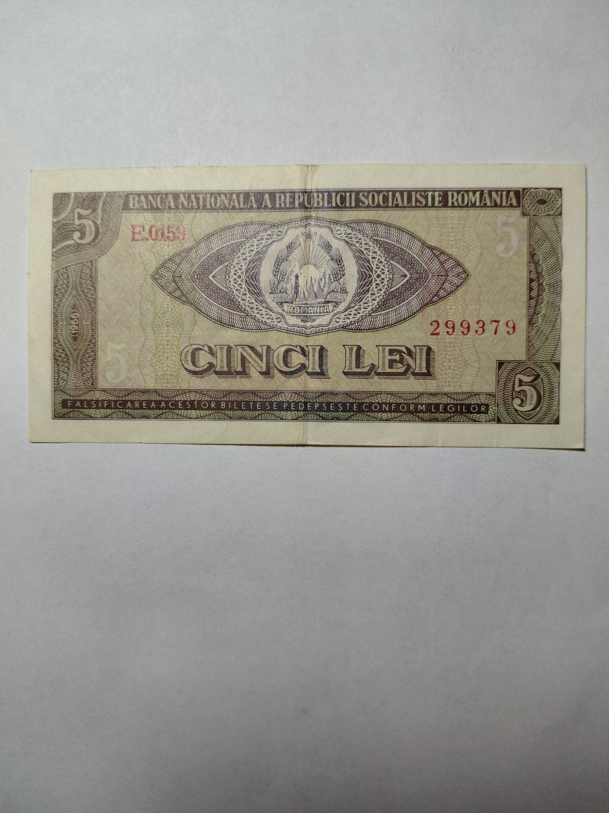 Roemenië 5 lei 1966, Ophalen of Verzenden, Overige landen