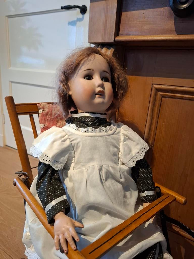 Antieke duitse pop - William & Goebel - met poppenwagen, Antiek en Kunst, Ophalen