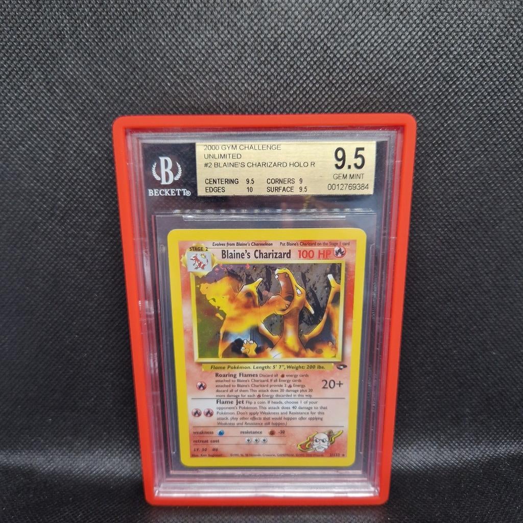 Blaine's Charizard Holo Unlimited Gym Challenge BGS 9.5, Ophalen of Verzenden, Zo goed als nieuw