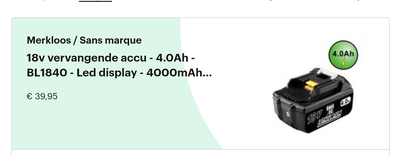Defecte Vervangende Makita Accu 4.0Ah BL1840, gratis., Ophalen of Verzenden, Gebruikt, Overige merken, Overige typen