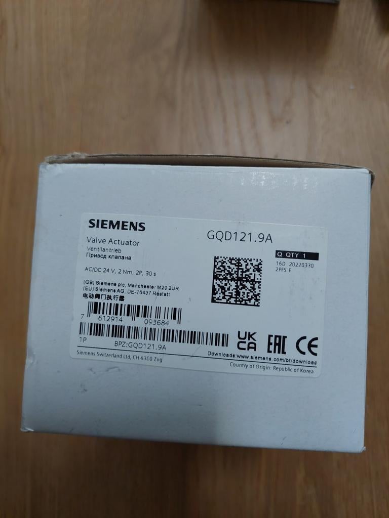 Siemens GQD121.9A klepactuator, Verzenden