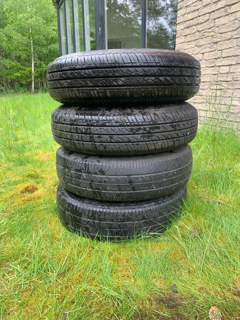 Set van 4 gebruikte zomerbanden met velgen, 13 inch, Auto-onderdelen, Banden en Velgen, Gebruikt, 155 mm, 13 inch, Banden en Velgen