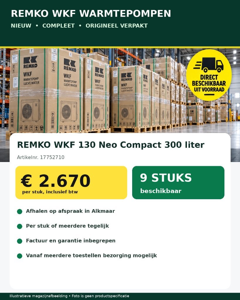 REMKO WKF 130 Neo Compact 300 liter – NIEUW – 9 stuks, Ophalen of Verzenden, Nieuw